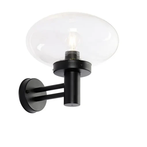 QAZQA Moderne buiten wandlamp zwart met glas - Elly