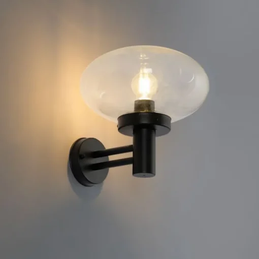 QAZQA Moderne buiten wandlamp zwart met glas - Elly