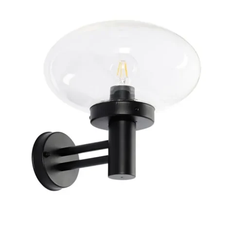 QAZQA Moderne buiten wandlamp zwart met glas - Elly