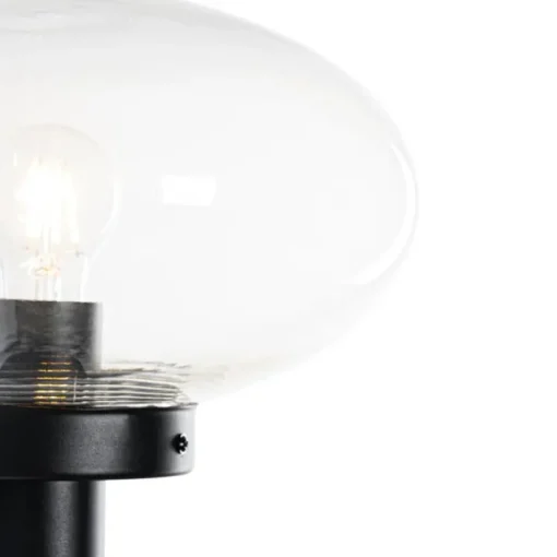QAZQA Moderne buiten wandlamp zwart met glas - Elly