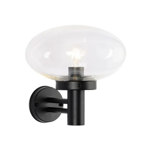 QAZQA Moderne buiten wandlamp zwart met glas - Elly