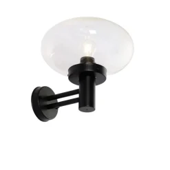 QAZQA Moderne buiten wandlamp zwart met glas - Elly