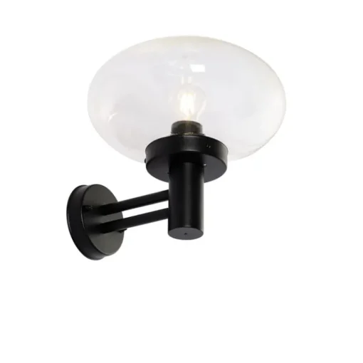 QAZQA Moderne buiten wandlamp zwart met glas - Elly