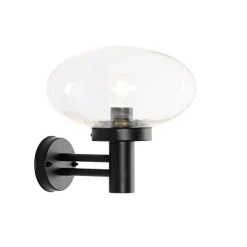QAZQA Moderne buiten wandlamp zwart met glas - Elly