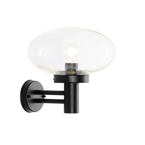 QAZQA Moderne buiten wandlamp zwart met glas - Elly