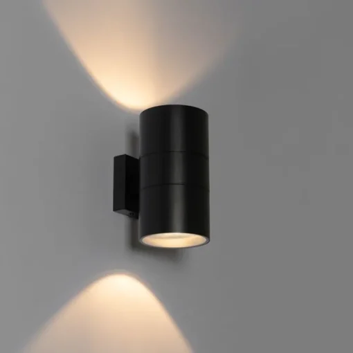 QAZQA Professional Moderne Buiten wandlamp zwart 2-lichts AR111 IP44 - Duo