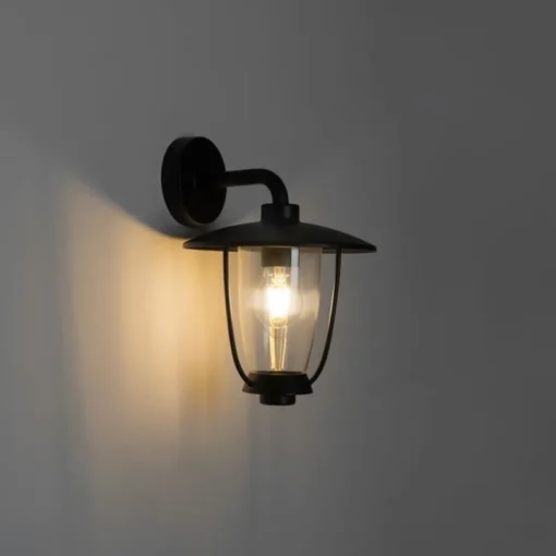 QAZQA Moderne buiten wandlamp zwart met helder glas - Khana