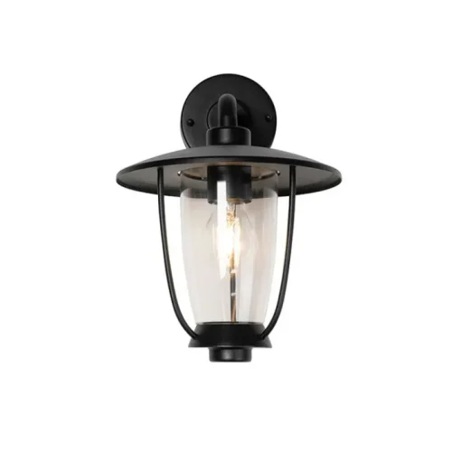 QAZQA Moderne buiten wandlamp zwart met helder glas - Khana