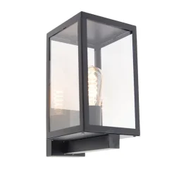 QAZQA Moderne buiten wandlamp zwart met glas 30 cm - Rotterdam