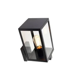 QAZQA Moderne buiten wandlamp zwart met glas 30 cm - Rotterdam