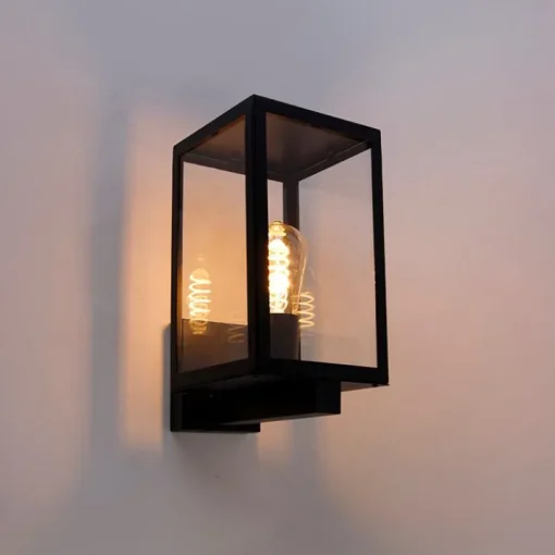 QAZQA Moderne buiten wandlamp zwart met glas 30 cm - Rotterdam