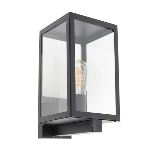 QAZQA Moderne buiten wandlamp zwart met glas 30 cm - Rotterdam