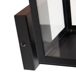 QAZQA Moderne buiten wandlamp zwart met glas 30 cm - Rotterdam