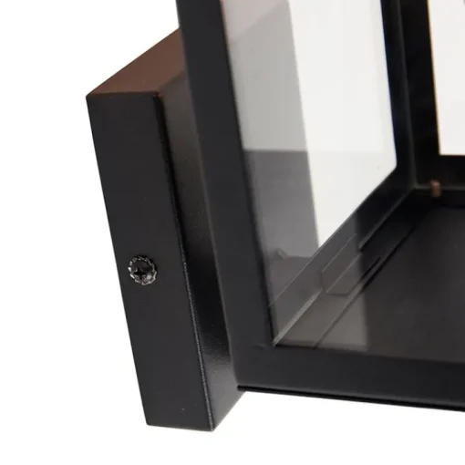 QAZQA Moderne buiten wandlamp zwart met glas 30 cm - Rotterdam