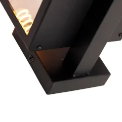 QAZQA Moderne buiten wandlamp zwart met glas 30 cm - Rotterdam