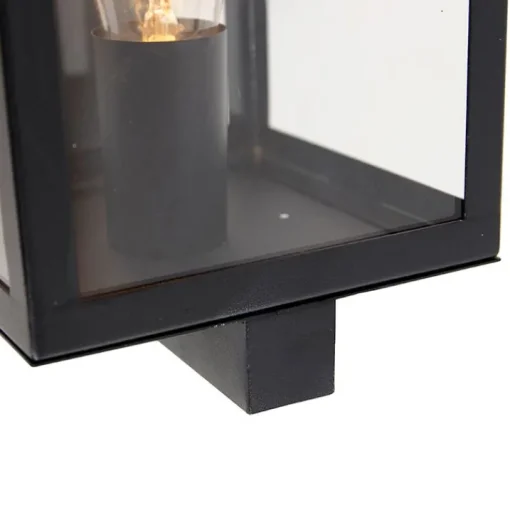 QAZQA Moderne buiten wandlamp zwart met glas 30 cm - Rotterdam