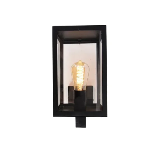 QAZQA Moderne buiten wandlamp zwart met glas 30 cm - Rotterdam