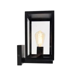 QAZQA Moderne buiten wandlamp zwart met glas 30 cm - Rotterdam