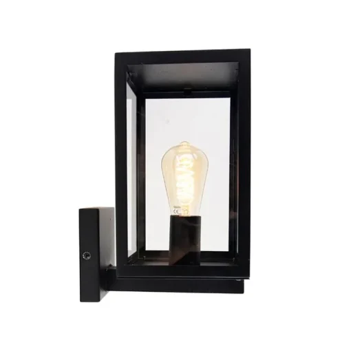 QAZQA Moderne buiten wandlamp zwart met glas 30 cm - Rotterdam