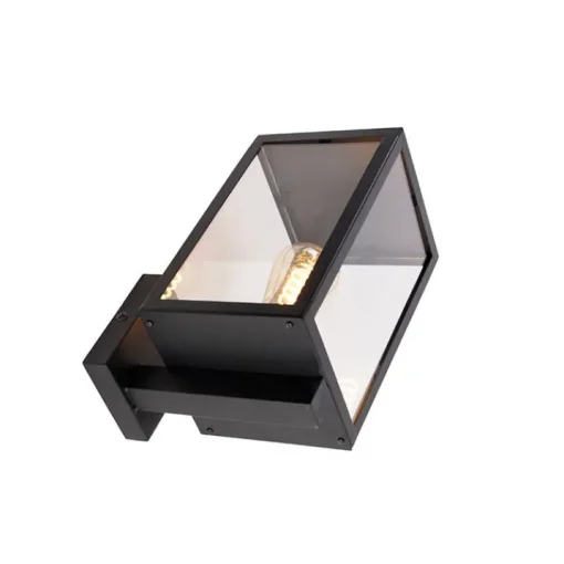 QAZQA Moderne buiten wandlamp zwart met glas 30 cm - Rotterdam