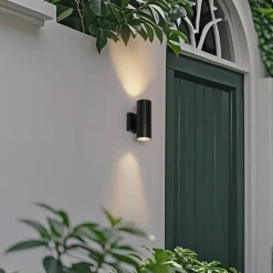 QAZQA Professional Moderne Buiten wandlamp zwart 2-lichts AR70 IP44 - Duo