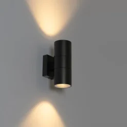 QAZQA Professional Moderne Buiten wandlamp zwart 2-lichts AR70 IP44 - Duo