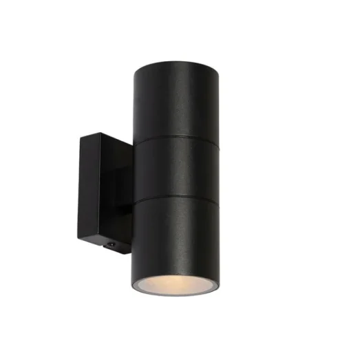 QAZQA Professional Moderne Buiten wandlamp zwart 2-lichts AR70 IP44 - Duo