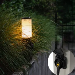 QAZQA Moderne buitenlamp 45 cm staal met stopcontact IP44 - Malios