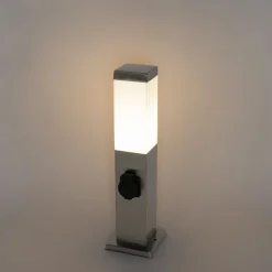 QAZQA Moderne buitenlamp 45 cm staal met stopcontact IP44 - Malios
