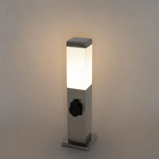 QAZQA Moderne buitenlamp 45 cm staal met stopcontact IP44 - Malios