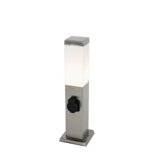 QAZQA Moderne buitenlamp 45 cm staal met stopcontact IP44 - Malios