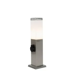 QAZQA Moderne buitenlamp 45 cm staal met stopcontact IP44 - Malios