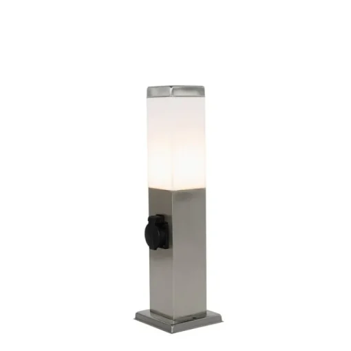 QAZQA Moderne buitenlamp 45 cm staal met stopcontact IP44 - Malios