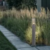 QAZQA Moderne buitenlamp paal donkergrijs met smoke 80 cm - Malios