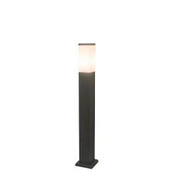 QAZQA Moderne buitenlamp paal donkergrijs met opaal 80 cm IP44 - Malios