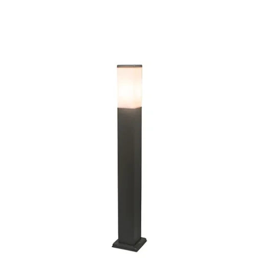 QAZQA Moderne buitenlamp paal donkergrijs met opaal 80 cm IP44 - Malios
