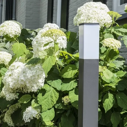 QAZQA Moderne buitenlamp paal donkergrijs met opaal 80 cm IP44 - Malios