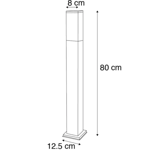 QAZQA Moderne buitenlamp paal donkergrijs met opaal 80 cm IP44 - Malios