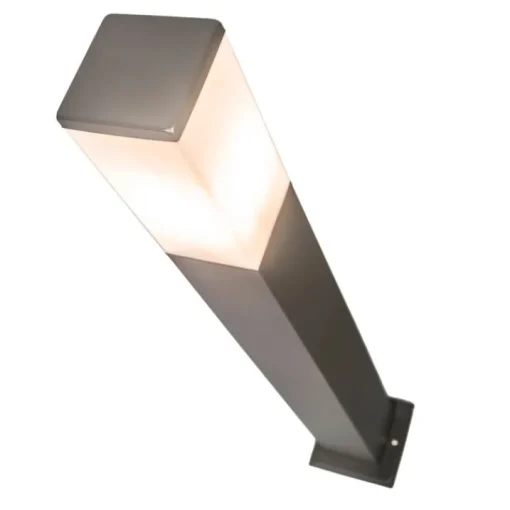 QAZQA Moderne buitenlamp paal donkergrijs met opaal 80 cm IP44 - Malios