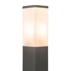 QAZQA Moderne buitenlamp paal donkergrijs met opaal 80 cm IP44 - Malios