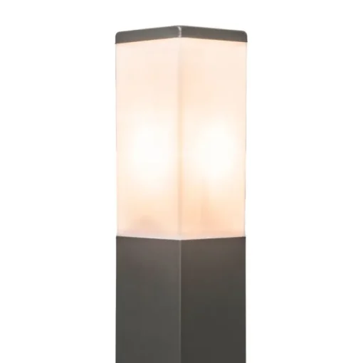 QAZQA Moderne buitenlamp paal donkergrijs met opaal 80 cm IP44 - Malios
