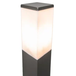 QAZQA Moderne buitenlamp paal donkergrijs met opaal 80 cm IP44 - Malios