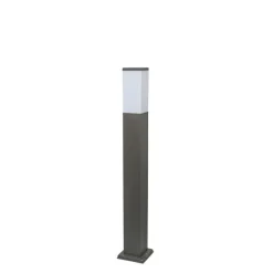 QAZQA Moderne buitenlamp paal donkergrijs met opaal 80 cm IP44 - Malios