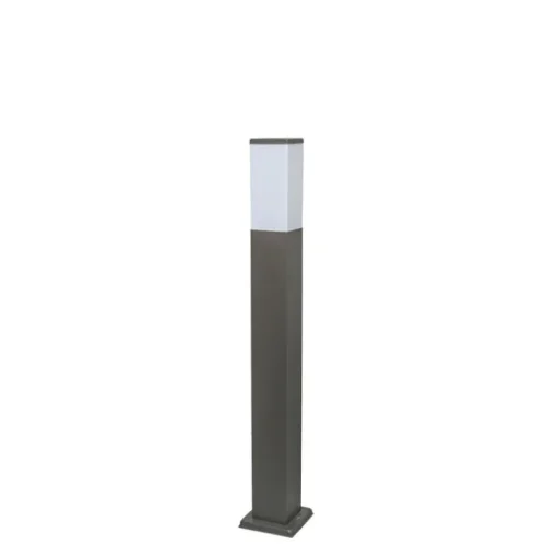 QAZQA Moderne buitenlamp paal donkergrijs met opaal 80 cm IP44 - Malios