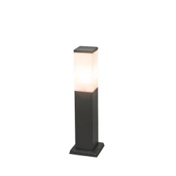 QAZQA Moderne buitenlamp paal donkergrijs met opaal 45 cm IP44 - Malios