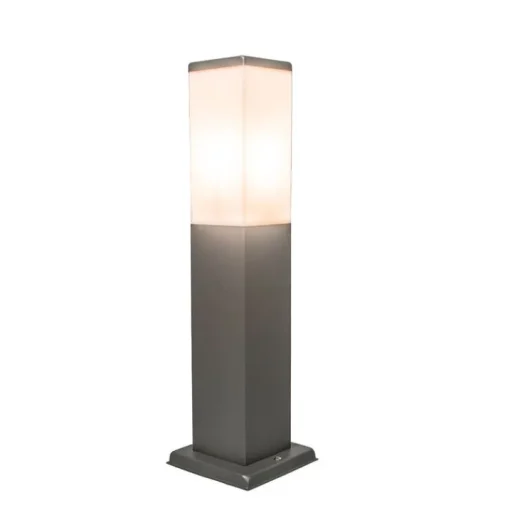 QAZQA Moderne buitenlamp paal donkergrijs met opaal 45 cm IP44 - Malios