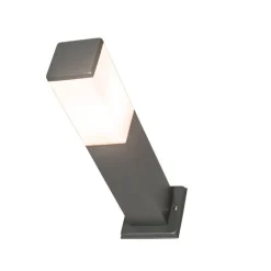 QAZQA Moderne buitenlamp paal donkergrijs met opaal 45 cm IP44 - Malios
