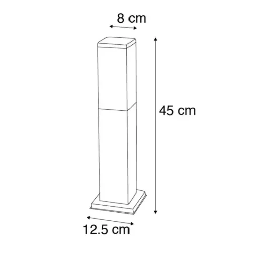 QAZQA Moderne buitenlamp paal donkergrijs met opaal 45 cm IP44 - Malios