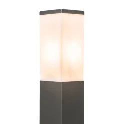 QAZQA Moderne buitenlamp paal donkergrijs met opaal 45 cm IP44 - Malios