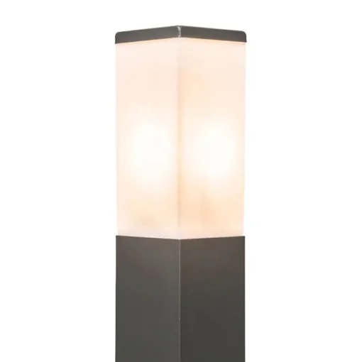 QAZQA Moderne buitenlamp paal donkergrijs met opaal 45 cm IP44 - Malios